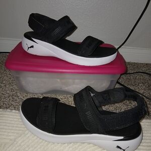 PUMA Women's Black and White Sandals
